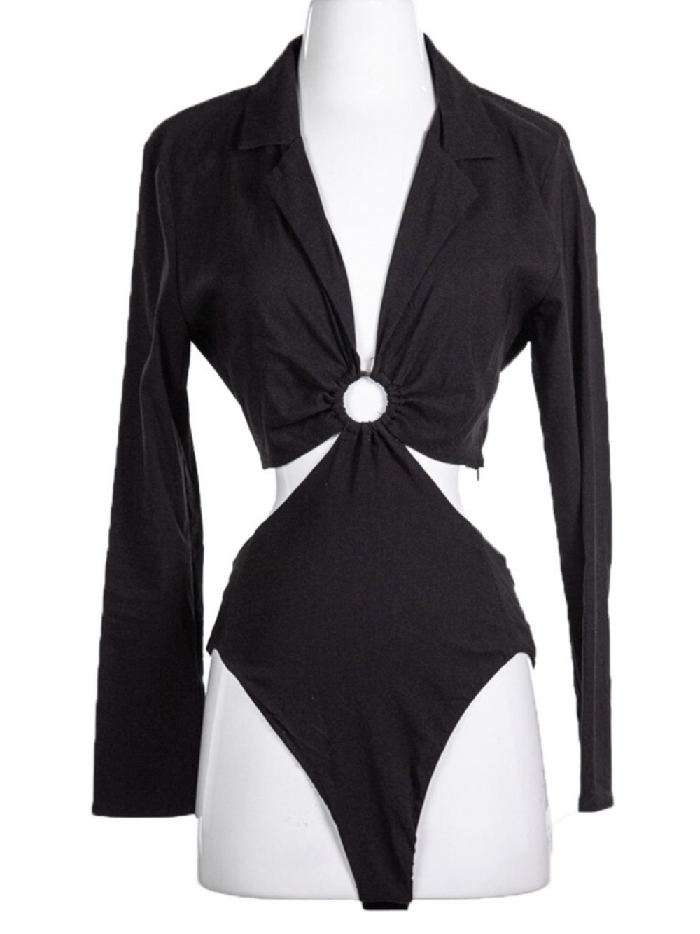 Stunning Zara Black Cut-Out Bodysuit - Size S